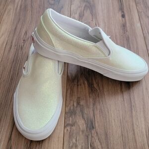 Vans Iridescent Cream Slip-On Shoes Womens Size 6.5